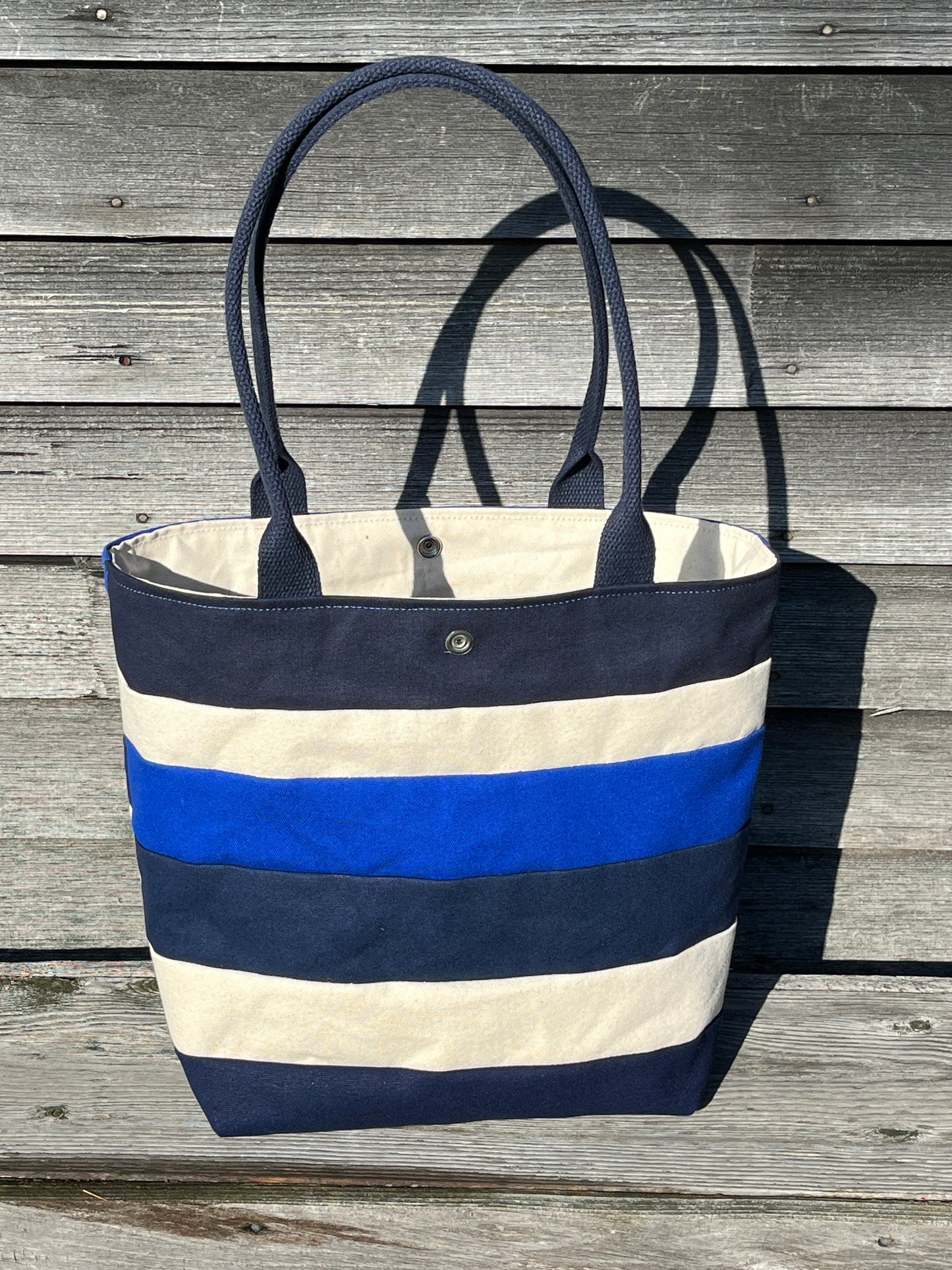 Striped Tote - Blue/Navy/White