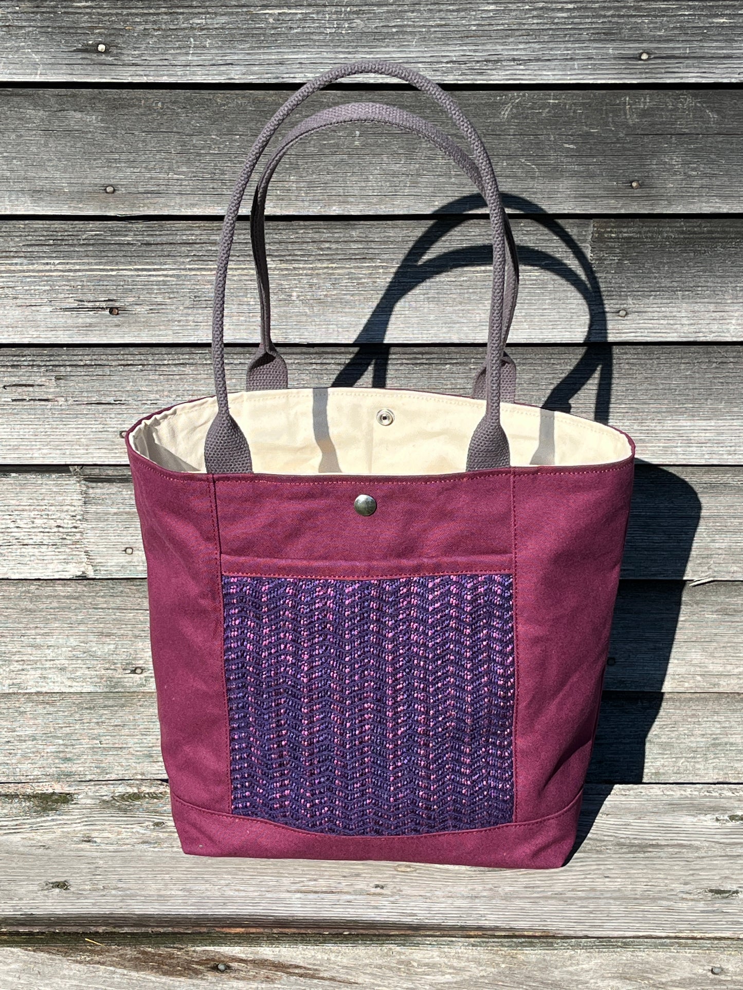 Bent Snap Tote - burgundy textile / burgundy canvas