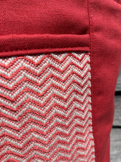 Bent Snap Tote - salmon grey textile  / dark salmon canvas