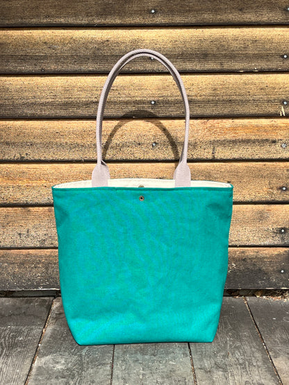 Bent Snap Tote 118 - Teal grey textile / teal canvas
