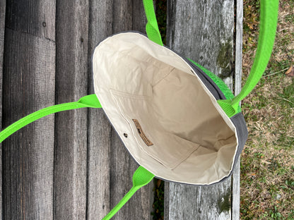 Bent Snap Tote 128 - Lime textile / Grey canvas