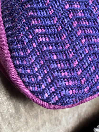Bent Crossbody Zip Top - Burgundy with purple textile