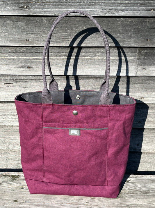 Snap Tote - Burgundy/grey