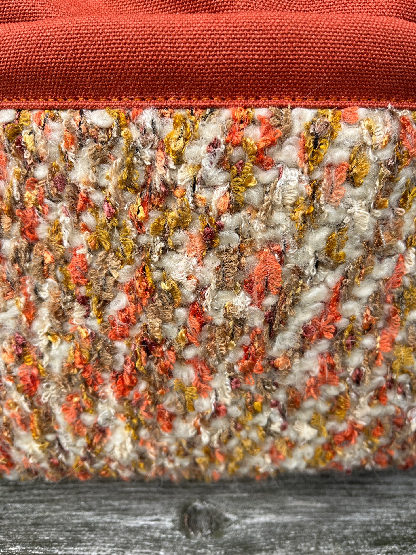 Bent Crossbody Zip Top 129 - Autumn orange textile with Terracotta canvas / white interior