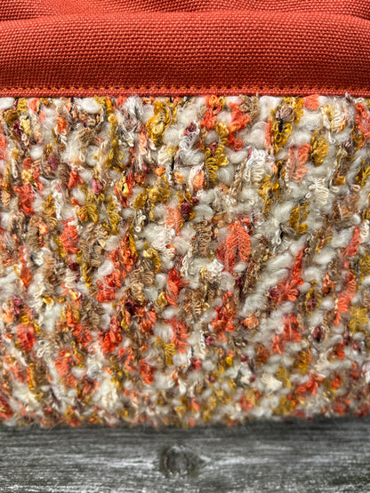 Bent Crossbody Zip Top 129 - Autumn orange textile with Terracotta canvas / white interior