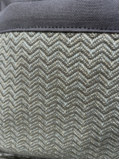 Bent Crossbody Zip Top 130 - Grey sparkle textile with grey canvas / white interior