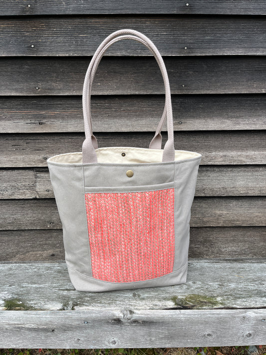 Bent Snap Tote 125 - Salmon textile / Ash canvas