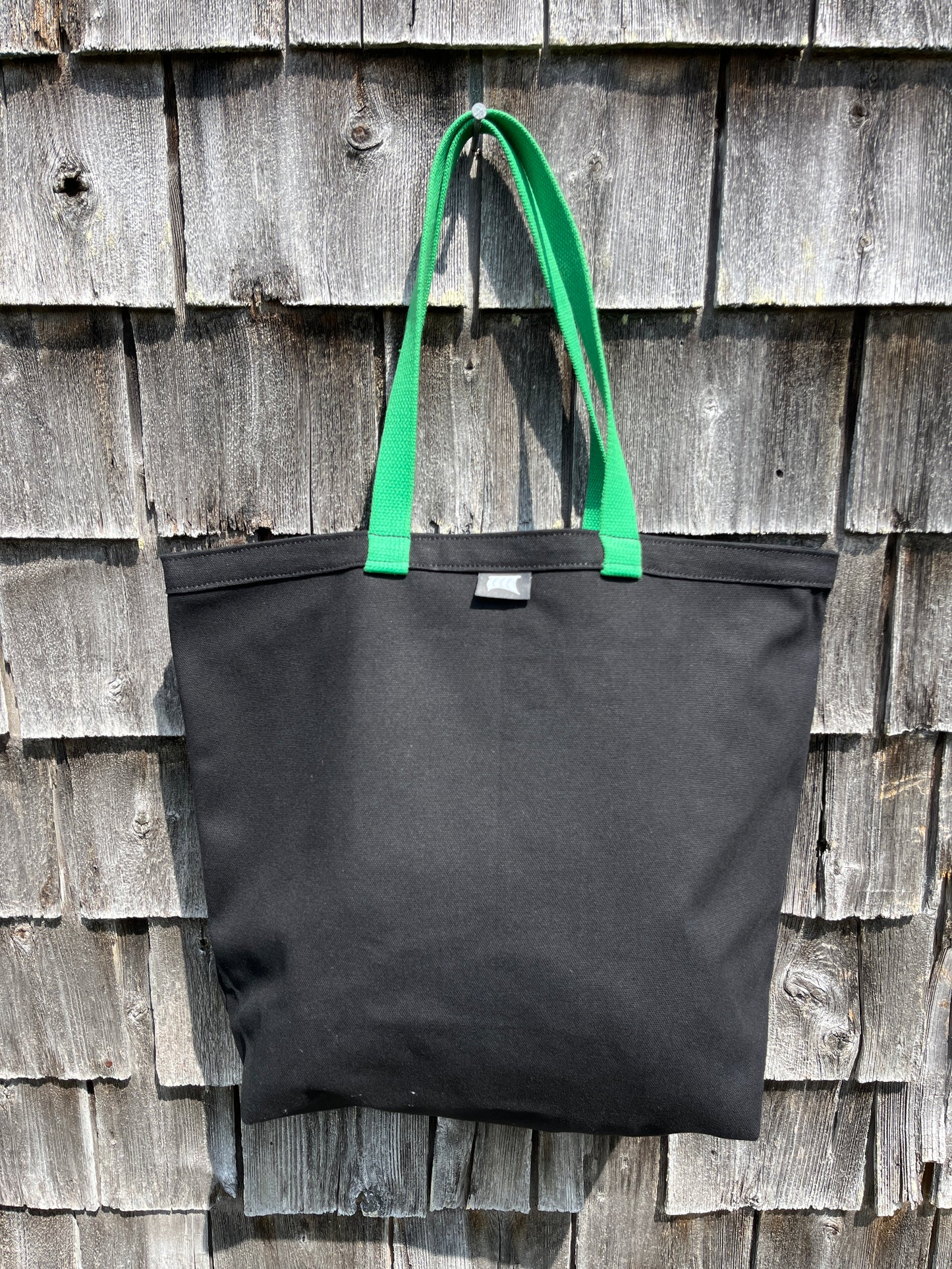 Market Tote - Black bag / green handles