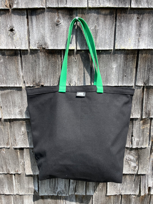 Market Tote - Black bag / green handles