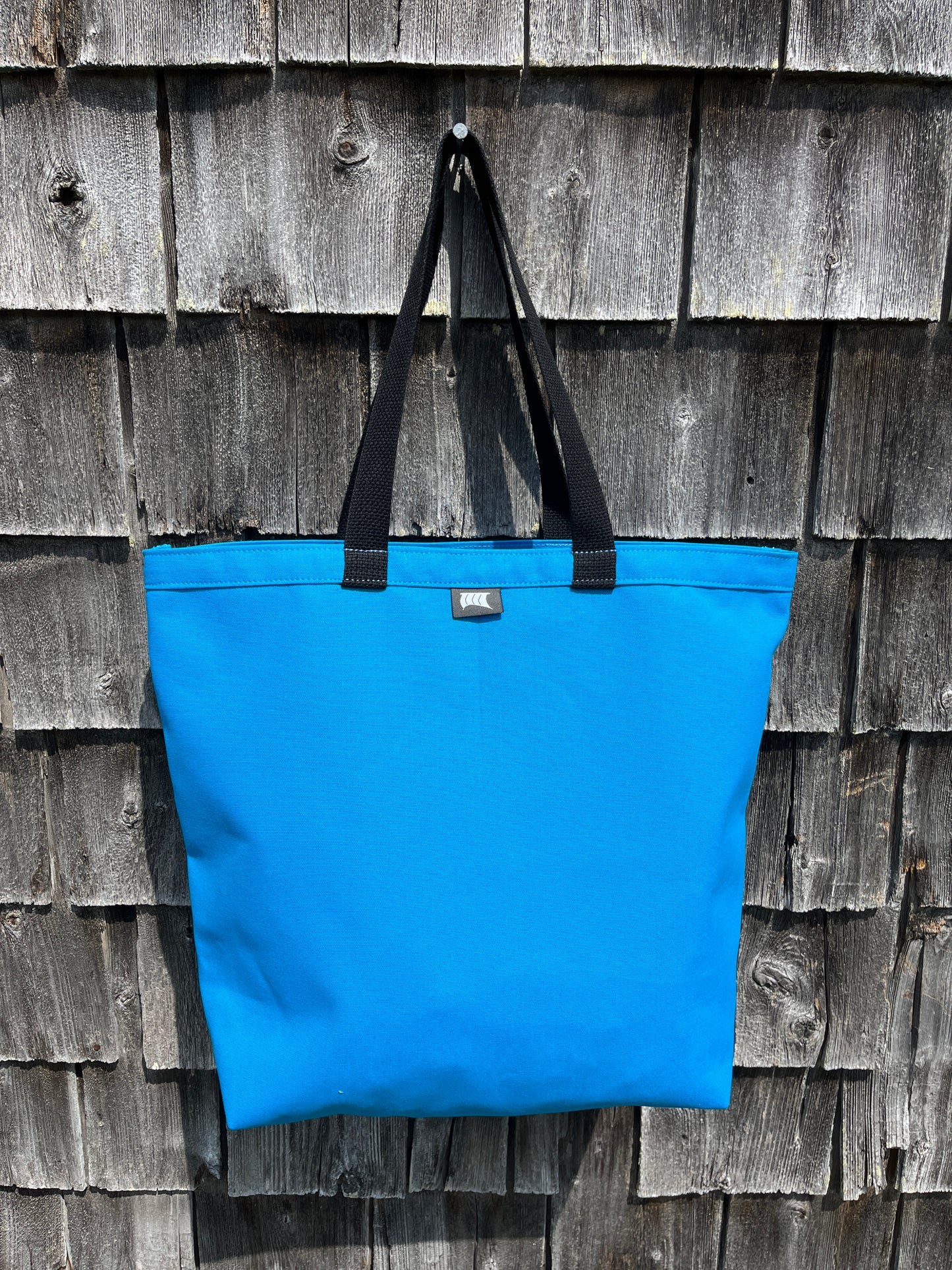 Market Tote - Turquoise bag / black handles