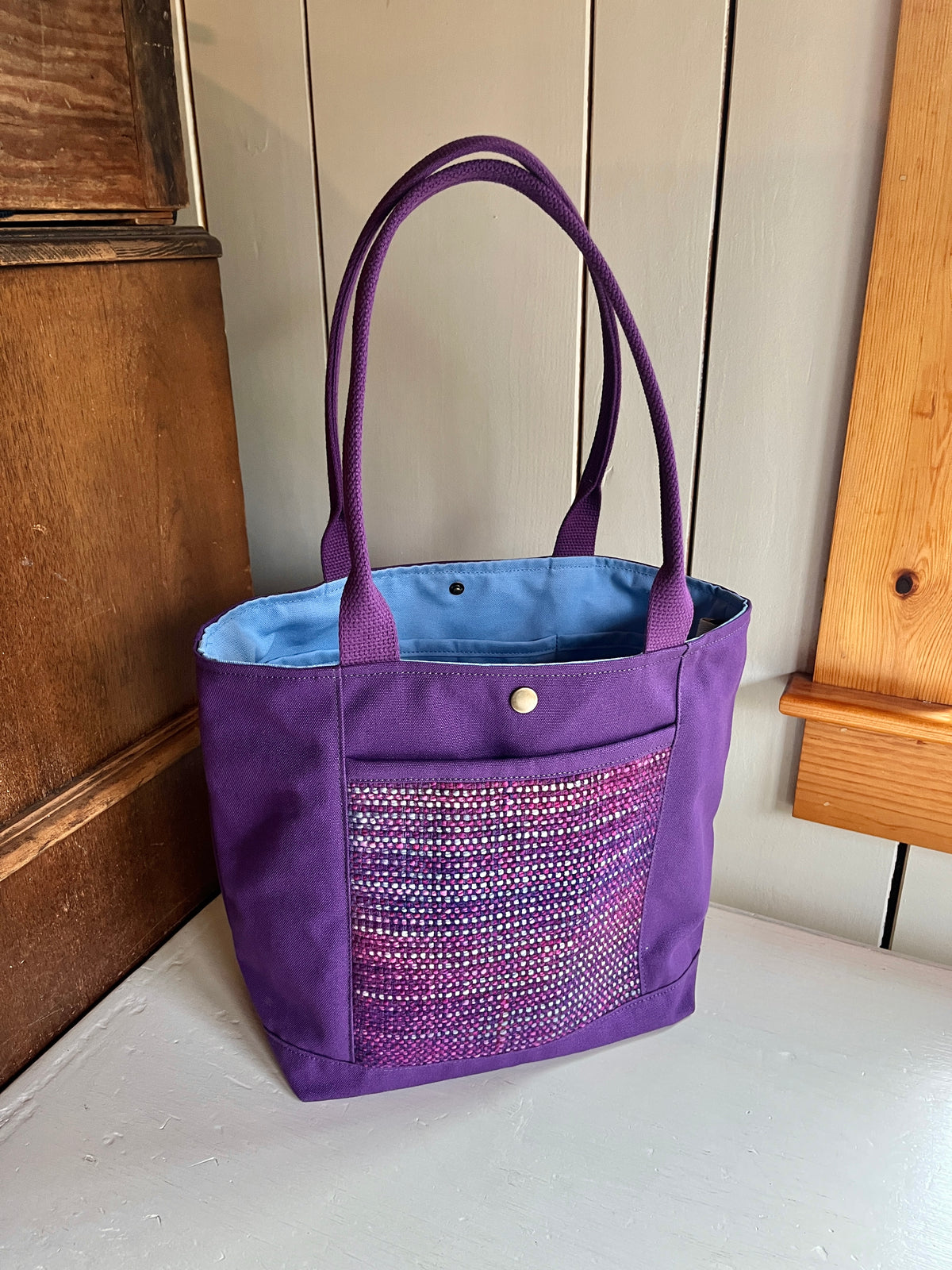 Bent Snap Tote 137 - purple textile / purple canvas