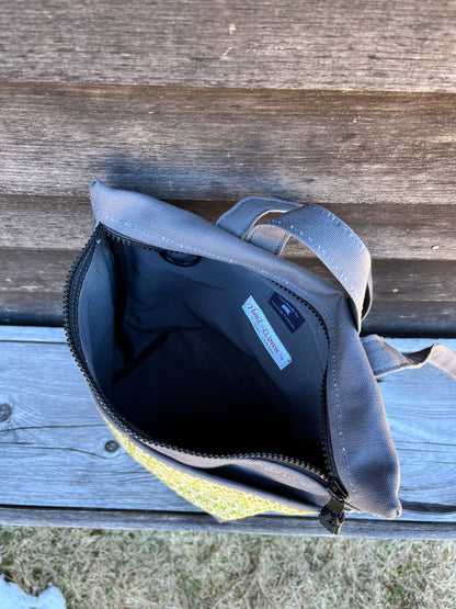 Bent Backpack - Grey with green textile